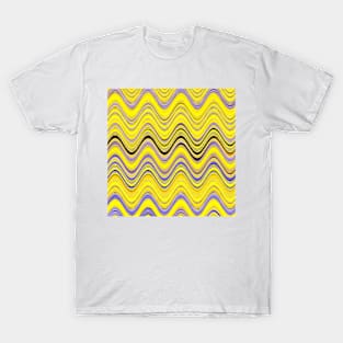 yellow purple blue wavy striped pattern T-Shirt